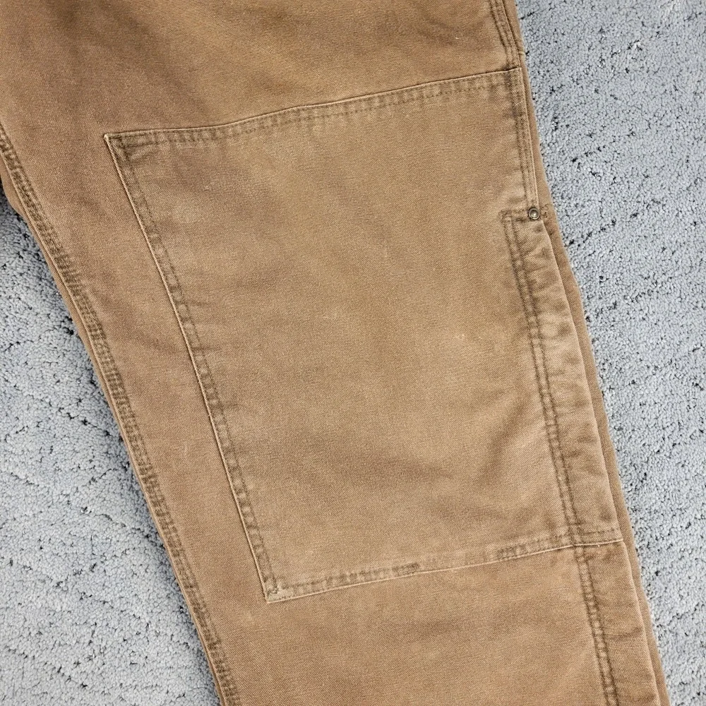 Carhartt Bib Overalls Mens 48x30 Brown Canvas Insulated Double Knee Made In USA